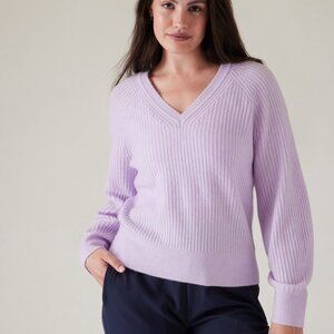 Athleta Layover V-Neck Sweater in Oxalis Violet - Sz S